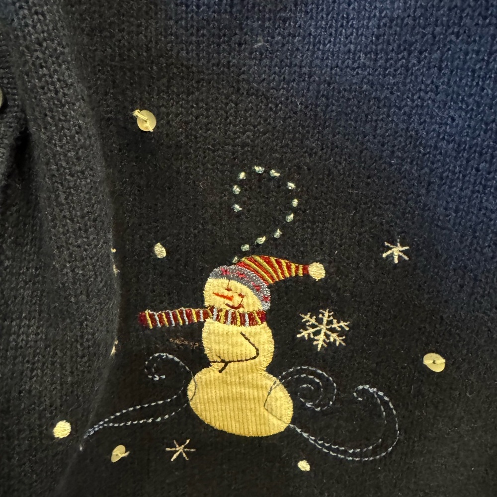 Breckenridge Women’s Blue Snowman Sweater Size XL Cottagecore, Coquette - Picture 3 of 6